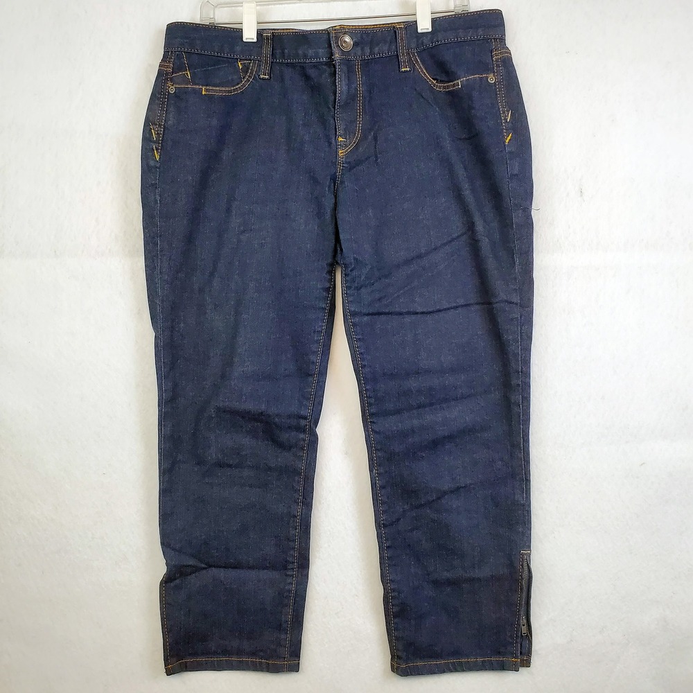 LOFT Modern Crop Jeans Dark Wash Zip Ankle Women's Size 14